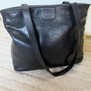 Ghurka Black Leather Tote Bag